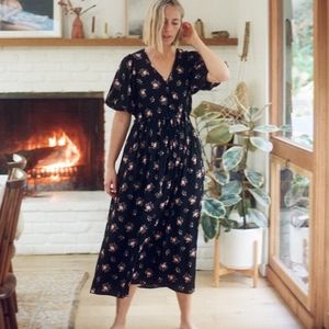 Christy Dawn Black Maxi Dress with Peach Floral Print